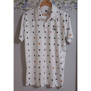 Gashouse Golf White Large Bombs Fun Athleisure Stretch Lightweight Polo Shirt